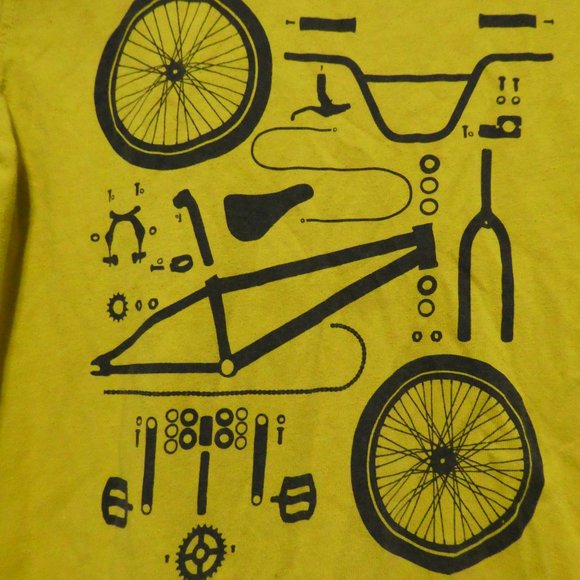 GAP KIDS, mustard graphic T-Shirt, bicycle parts design, small 6-7 years, EUC - Picture 6 of 11